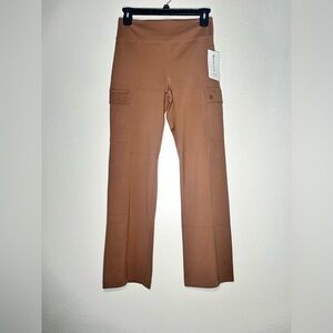 Athleta Delancey Straight Cargo Pants M Tan Brown High Rise Stretch Pocketed NWT